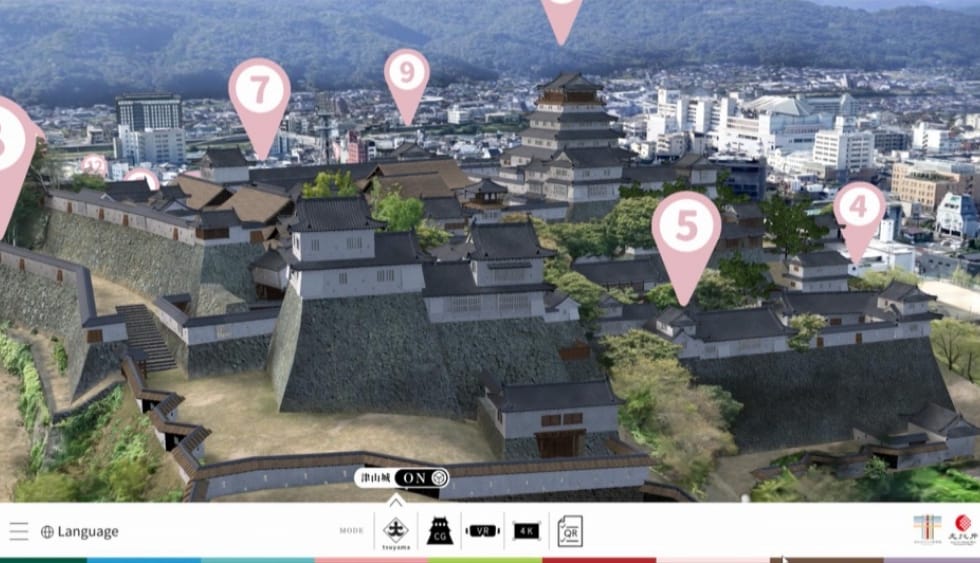 通过津山城导览屏了解历史